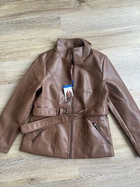 Kenneth Cole Brown Leather Jacker